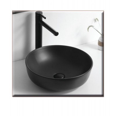 Gloria Solante-3 Επικαθήμενος Νιπτήρας Πορσελάνης 42x42cm Black Matt (81-8428)