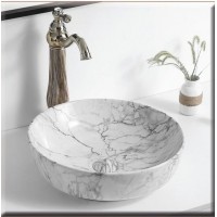 Gloria Solante-2 Επικαθήμενος Νιπτήρας Πορσελάνης 42x42cm Grey Marble (87-8428)
