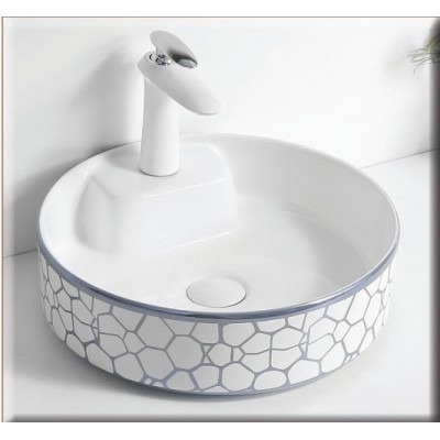 Gloria Star-Grey Επικαθήμενος Νιπτήρας Πορσελάνης 41x41cm Γκρι (88-8537)