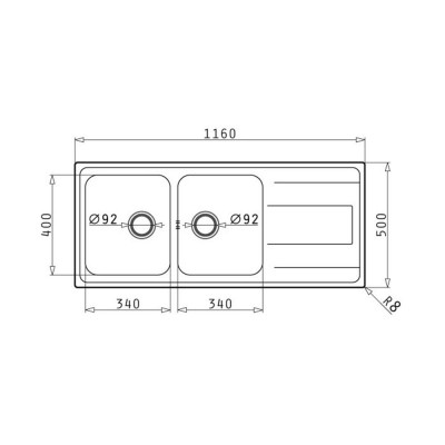 Pyramis Alea 2B 1D Ένθετος Νεροχύτης Inox Σατινέ 116x50cm Ασημί 107155101
