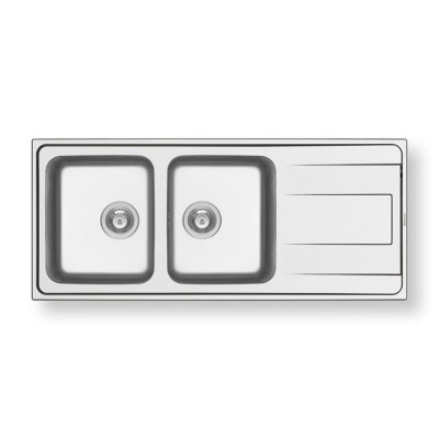 Pyramis Alea 2B 1D Ένθετος Νεροχύτης Inox Σατινέ 116x50cm Ασημί 107155101