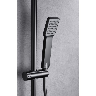 Imex Art Ρυθμιζόμενη Στήλη Ντουζ με Μπαταρία Black Gun Metal 93,5-130cm BDAR025BGM