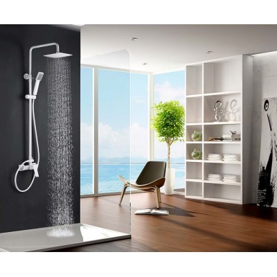 Imex Art Ρυθμιζόμενη Στήλη Ντουζ με Μπαταρία White Mat 93,5-130cm BDAR025BL