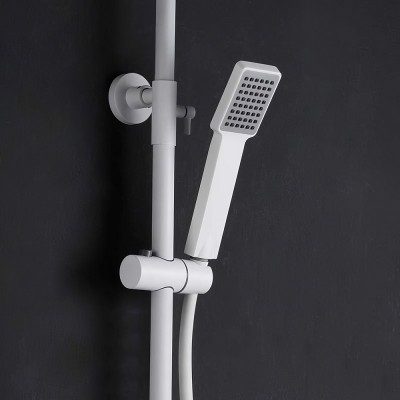Imex Art Ρυθμιζόμενη Στήλη Ντουζ με Μπαταρία White Mat 93,5-130cm BDAR025BL