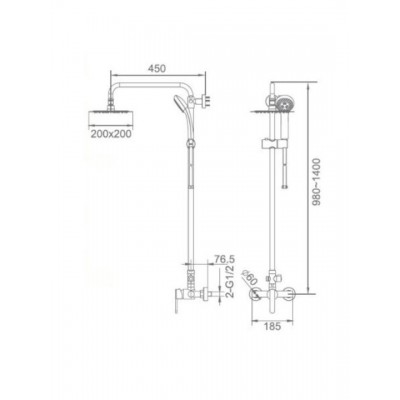 Imex Bali Ρυθμιζόμενη Στήλη Ντουζ με Μπαταρία 98-140cm BDI017