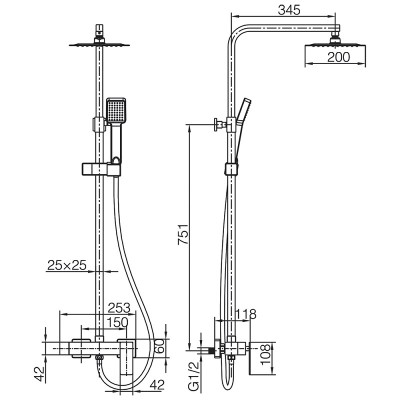 Imex Pisa Ρυθμιζόμενη Στήλη Ντουζ με Μπαταρία 88-124cm BDP048-OC
