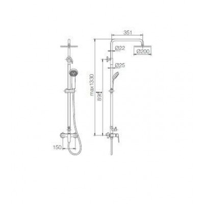 Imex Belgica Ρυθμιζόμενη Στήλη Ντουζ με Μπαταρία 95-132cm BDZ044