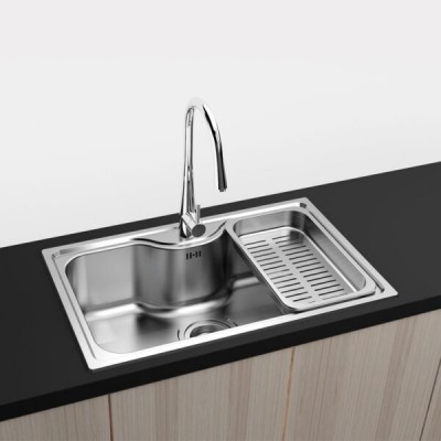 1 Karag BL 627 Ένθετος Νεροχύτης Inox Σατινέ 80x50cm Ασημί