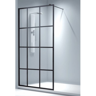 Aquarelle Black Line Διαχωριστικό Ντουζιέρας Μαύρο 100x200cm Clear Glass Black