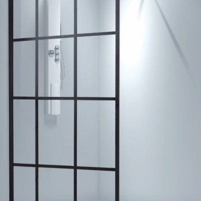 Aquarelle Black Line Διαχωριστικό Ντουζιέρας Μαύρο 100x200cm Clear Glass Black