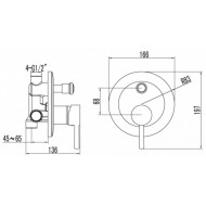 Karag Artemis BM34F02C-NR Μίκτης Μπαταρίας Εντοιχισμού Μπανιέρας 2 Εξόδων Black Matt