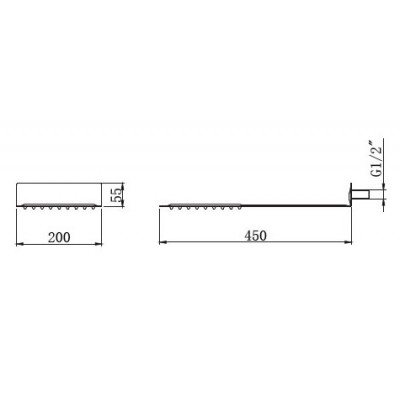 Karag CFT801 Ορθογώνια Κεφαλή Ντουζ 45x20cm 
