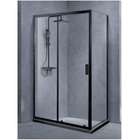 Aquarelle Clever 70 Plus Panel Black Matt Μαύρη Καμπίνα Ντουζιέρας Μπάνιου με Συρόμενη Πόρτα 100Χ70Χ195cm Clear Glass