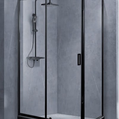 Aquarelle Clever 70 Plus Panel Black Matt Μαύρη Καμπίνα Ντουζιέρας Μπάνιου με Συρόμενη Πόρτα 100Χ70Χ195cm Clear Glass