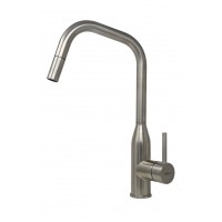 Elleci Dora Plus Ψηλή Μπαταρία Κουζίνας Πάγκου Inox Ασημί Με Αποσπώμενο Ντουζ