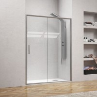 Karag Efe 400 Καμπίνα Ντουζιέρας Μπάνιου Ευθεία με Συρόμενη Πόρτα 100x190cm Clear Glass Argento Mat