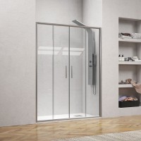 Karag Efe 600 Καμπίνα Ντουζιέρας Μπάνιου Ευθεία με Συρόμενη Πόρτα 160x190cm Clear Glass Argento Mat