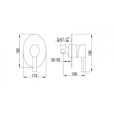Karag Sinar FA34163C Μίκτης Μπαταρίας Εντοιχισμού Ντουζιέρας 1 Εξόδου Chrome