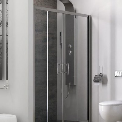 Karag Flora 600 Καμπίνα Ντουζιέρας Μπάνιου Ευθεία με Συρόμενες Πόρτες 150x190cm Clear Glass