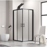 Karag Flora 100 BLACK Μαύρη Καμπίνα Ντουζιέρας Μπάνιου με Συρόμενη Πόρτα 90Χ100Χ190cm Icy