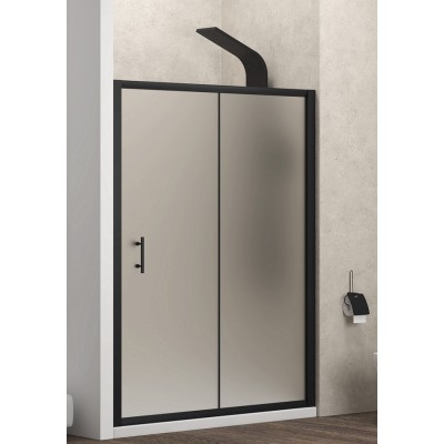 Karag Flora 500 BLACK Καμπίνα Ντουζιέρας Μπάνιου Ευθεία με Συρόμενη Πόρτα 150x190cm Icy