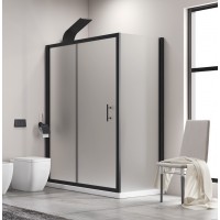 Karag Flora 500 BLACK SN-10 Μαύρη Καμπίνα Ντουζιέρας Μπάνιου με Συρόμενη Πόρτα 140Χ90Χ190cm Icy