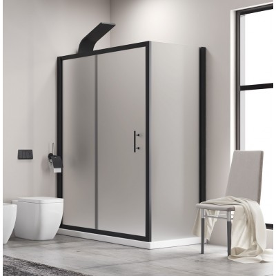 Karag Flora 500 BLACK SN-10 Μαύρη Καμπίνα Ντουζιέρας Μπάνιου με Συρόμενη Πόρτα 100Χ90Χ190cm Icy