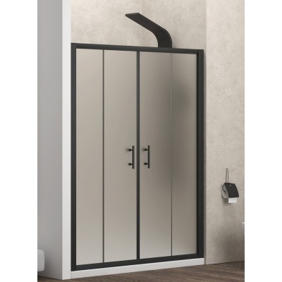 Karag Flora 600 BLACK Καμπίνα Ντουζιέρας Μπάνιου Ευθεία με Συρόμενες Πόρτες 180x190cm Icy