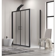 Karag Flora 600 BLACK SN-10 Μαύρη Καμπίνα Ντουζιέρας Μπάνιου με Συρόμενη Πόρτα 160Χ70Χ190cm Icy