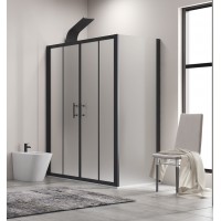 Karag Flora 600 BLACK SN-10 Μαύρη Καμπίνα Ντουζιέρας Μπάνιου με Συρόμενη Πόρτα 150Χ70Χ190cm Icy