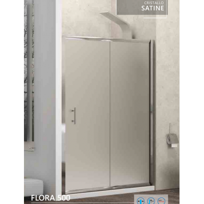 Karag Flora 500 Καμπίνα Ντουζιέρας Μπάνιου Ευθεία με Συρόμενη Πόρτα 100x190cm Satine