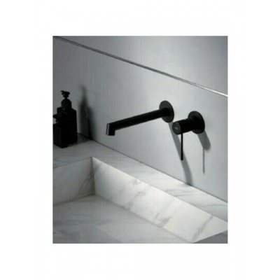 Imex Line Black Σετ Μίκτης & Στόμιο Μπαταρια Εντοιχισμού Νιπτήρα 1 Εξόδου Μαύρο Ματ GLD038NG