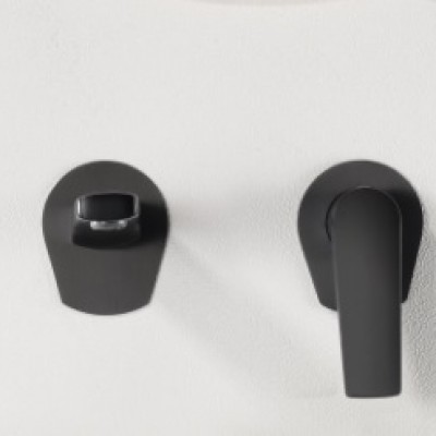 Imex Delos Black Σετ Μίκτης & Στόμιο Μπαταρια Εντοιχισμού Νιπτήρα 1 Εξόδου Μαύρο GLD055-NG