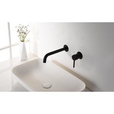 Imex Etna Black Σετ Μίκτης & Στόμιο Μπαταρια Εντοιχισμού Νιπτήρα 1 Εξόδου Μαύρο GLT023NG