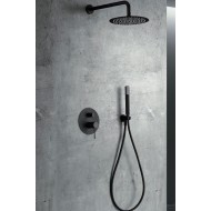 Imex Line Σετ Μίκτης, Τηλέφωνο & Κεφαλή Μπαταρια Εντοιχισμου Ντους 2 Εξόδων Μαύρο Ματ GPD038/NG