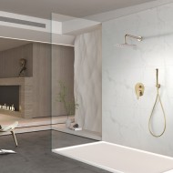 Imex Delos Σετ Μίκτης, Τηλέφωνο & Κεφαλή Μπαταρια Εντοιχισμου Ντους 2 Εξόδων Gold Mat PVD GPD055/OC