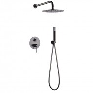 Imex Monza Μίκτης, Τηλέφωνο & Κεφαλή Μπαταρια Εντοιχισμου Ντους 2 Εξόδων Black Gun Metal GPM039-BGM