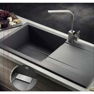 Pyramis Pyragranite Kartesio Plus 1B 1D Ένθετος Νεροχύτης από Συνθετικό Γρανίτη 100x50cm Iron Grey  070054911