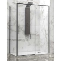 Karag Lea 400 L-3811 Μαύρη Καμπίνα Ντουζιέρας Μπάνιου με Συρόμενη Πόρτα 130Χ70Χ200cm Clear Glass Black