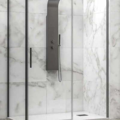 Karag Lea 400 L-3811 Μαύρη Καμπίνα Ντουζιέρας Μπάνιου με Συρόμενη Πόρτα 100Χ70Χ200cm Clear Glass Black