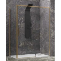 Karag Lea 400 L-3811  Χρυσή Καμπίνα Ντουζιέρας Μπάνιου με Συρόμενη Πόρτα 140Χ70Χ200cm Clear Glass Gold