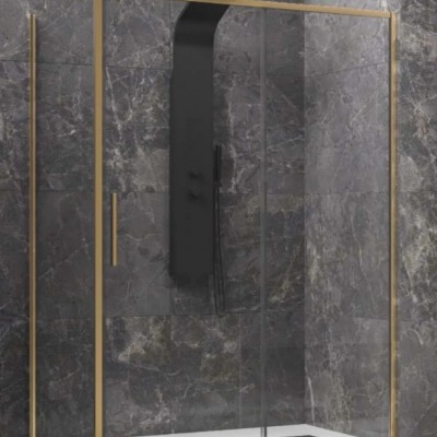 Karag Lea 400 L-3811  Χρυσή Καμπίνα Ντουζιέρας Μπάνιου με Συρόμενη Πόρτα 140Χ70Χ200cm Clear Glass Gold