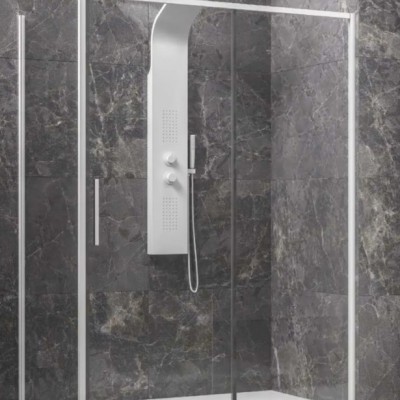 Karag Lea 400 L-3811 Λευκή Καμπίνα Ντουζιέρας Μπάνιου με Συρόμενη Πόρτα 100Χ70Χ200cm Clear Glass White