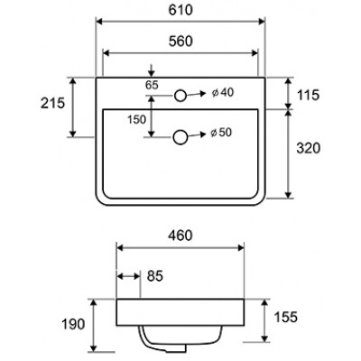 Karag LT4025 Επικαθήμενος Νιπτήρας Πορσελάνης 61x46cm Λευκός