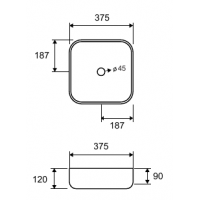 Karag LT2184 Επικαθήμενος Νιπτήρας Πορσελάνης 37.5x37.5cm Λευκός
