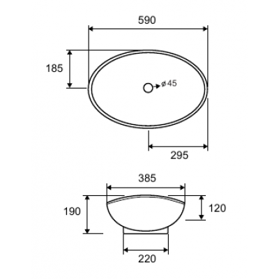 Karag LT3076 Επικαθήμενος Νιπτήρας Πορσελάνης 59x38cm Λευκός