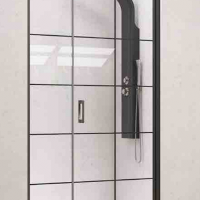 Karag Nero 5 Porta Διαχωριστικό Ντουζιέρας με Ανοιγόμενη Πόρτα 110x200cm Serigrafato Nero