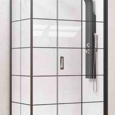 Karag Nero 5 Free 1 Καμπίνα Ντουζιέρας με Ανοιγόμενη Πόρτα 100x70x200cm Serigrafato Nero