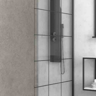 Karag Nero Free 1 Διαχωριστικό Ντουζιέρας Μαύρο 100x200cm Serigrafato Nero