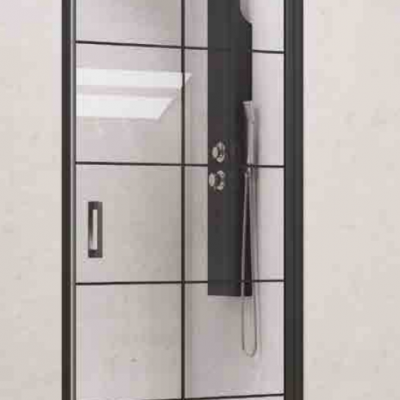 Karag Nero Pivot Porta Διαχωριστικό Ντουζιέρας με Ανοιγόμενη Πόρτα 80x200cm Serigrafato Nero